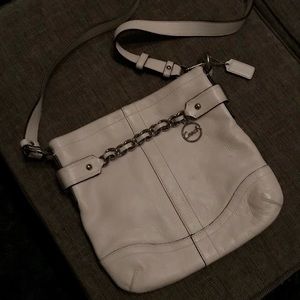 White Leather COACH Purse w/ Silver Hardware